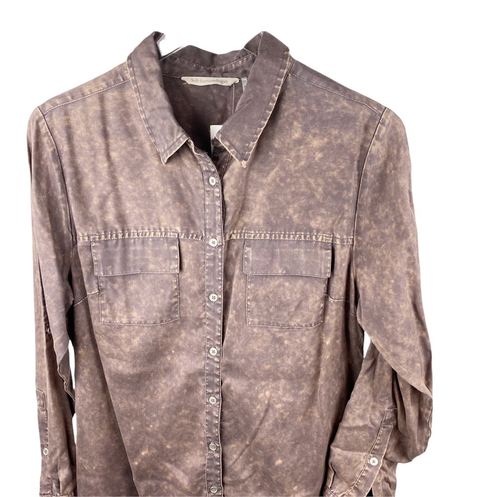 NWT Soft Surroundings Heavenly Soft Raisin Denim Button Down Medium 10-12 - Picture 2 of 6